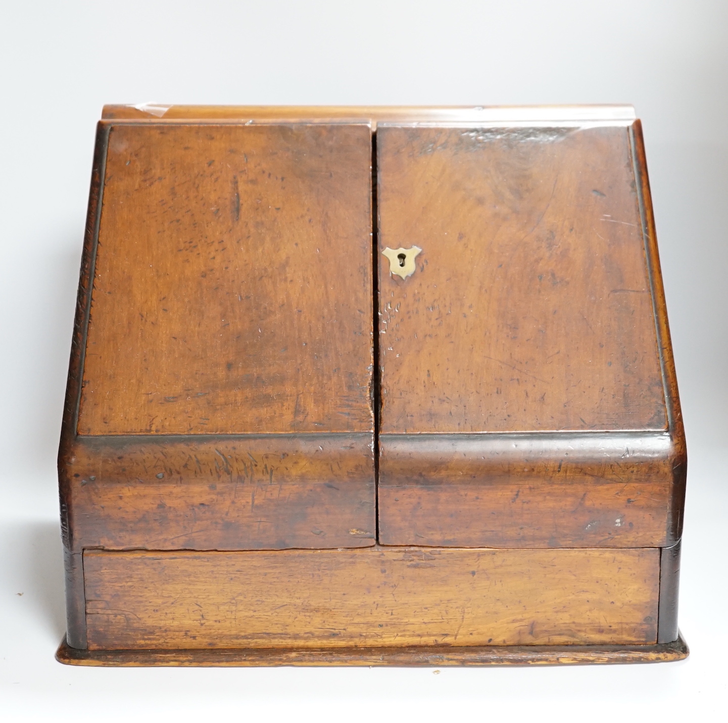 A Victorian mahogany stationery box, 41cm wide